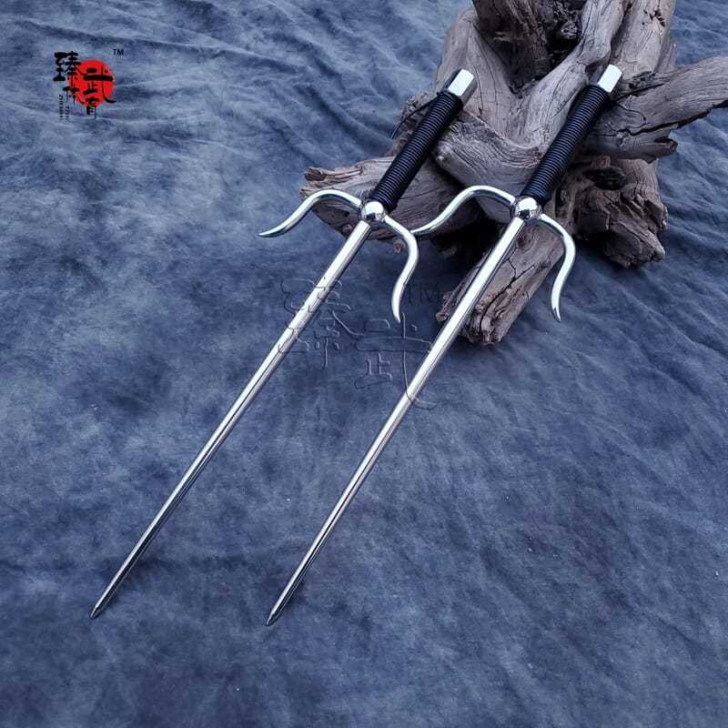 浪人叉空手道铁尺实心三股叉武术铁尺忍者神龟兵器奇门短兵器