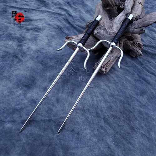 浪人叉空手道铁尺实心三股叉武术铁尺忍者神龟兵器奇门短兵器