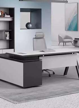 E0级经理办公桌老板桌办公桌椅组合简约现代时尚白色设计感主管桌