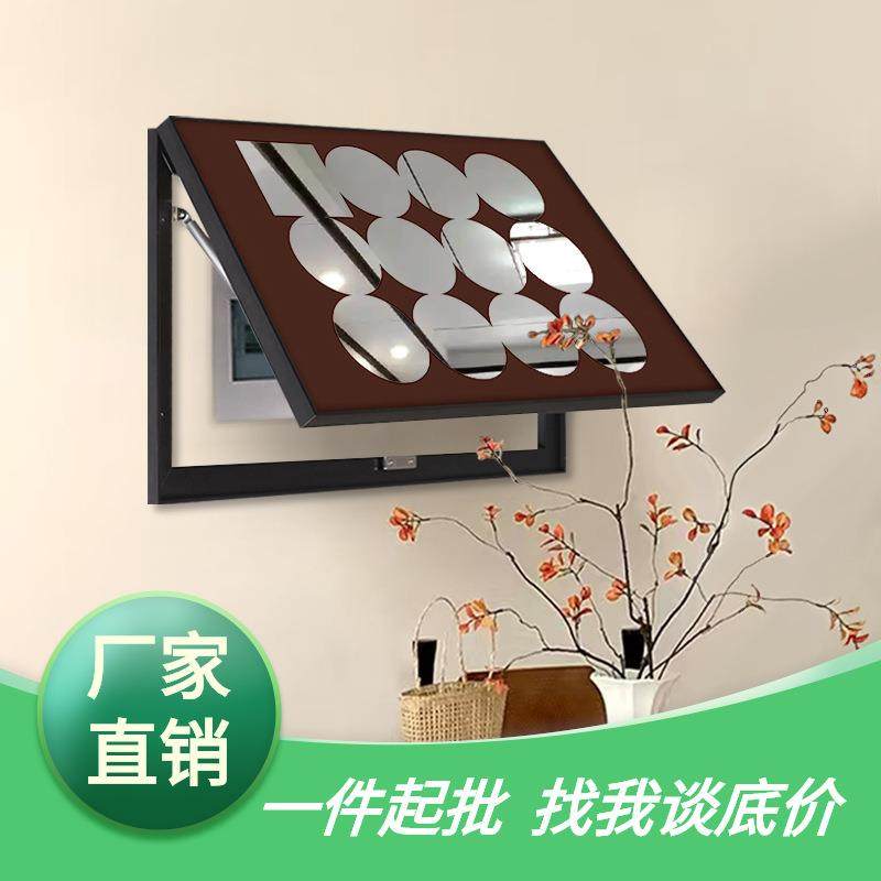 中古风黑色镜摩登挂镜艺术设计现代抽象镜面亮色电表箱装饰画沙发