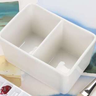 史明克陶瓷笔洗大号水彩画笔白瓷方形洗笔 文房四宝 洗毛笔