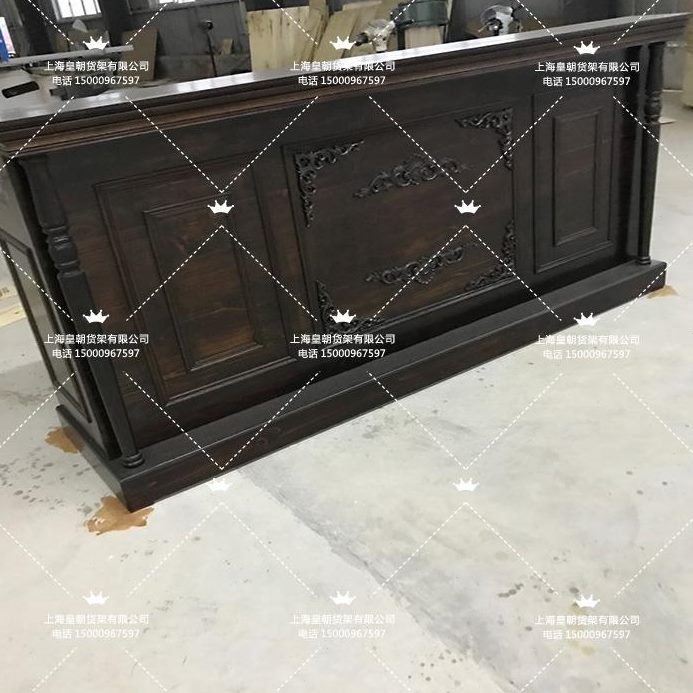 仿古服装店吧台前台简约展柜台柜台饰品桌做旧吧台展示复古收银台