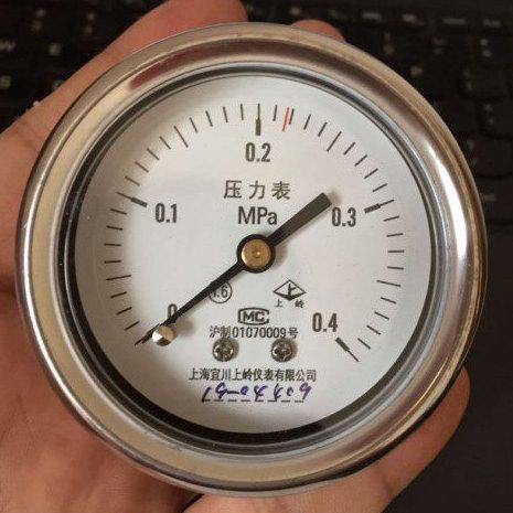 上海宜川上岭压力表0-0.4MPa Y60轴向立式蒸汽灭菌器配件M14*1.5