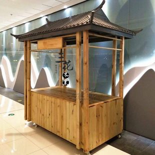 户外防腐木售货车仿古手推移动售卖车夜市美食街集市摊位小吃花车