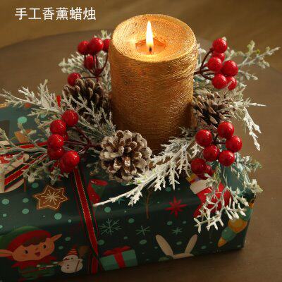 圣诞蜡烛香薰色圣诞玫瑰金花环礼品红色平安节夜圣诞礼盒套装香味