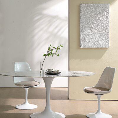 郁金香现代简约家用小圆形圆形岩板餐桌桌子桌椅户型北欧餐厅椭