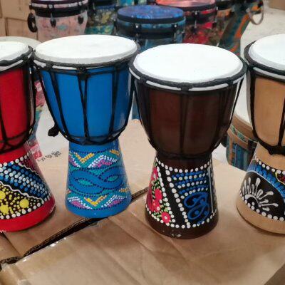 绘系列山羊4寸彩皮小手鼓质丽江非洲鼓优儿童初学者