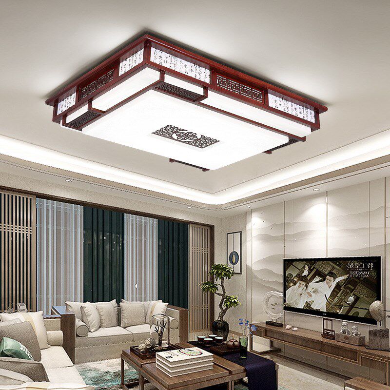 新中式客厅灯大厅主灯202v5新款中国风实木餐厅卧室吸顶灯中山灯