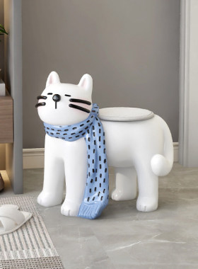 卡通换鞋凳客厅落地摆件家居饰品家用入户门口穿鞋T凳乔迁新居礼