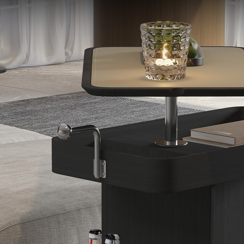 意式极简马鞍皮边几小推车客厅家用可升降移动茶几沙发边桌床头柜