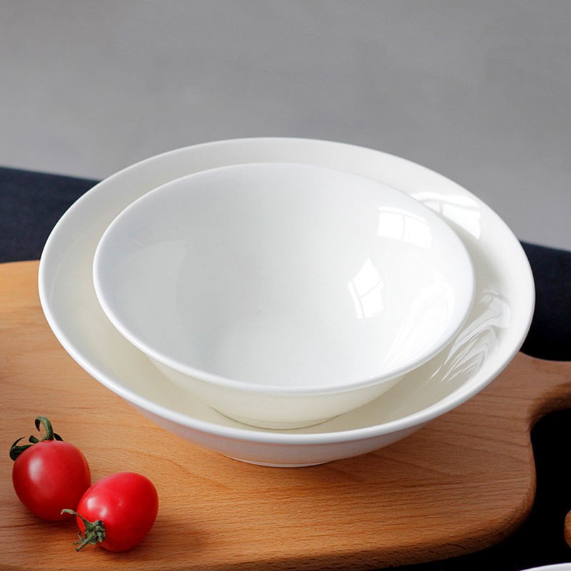 10个装加厚纯白陶瓷碗家用斗碗面碗商用早餐店餐具馄饨汤粉碗中式