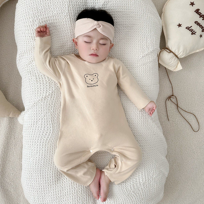 婴儿无骨德绒秋冬季新生儿保暖婴幼儿爬服男女宝宝长袖连体衣哈衣