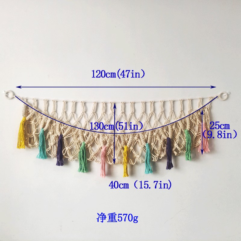 玩具收纳吊床挂网棉绳编织壁挂置物袋墙壁网兜儿童房玩具网背景墙