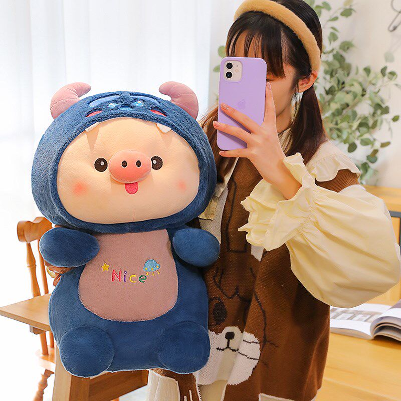 可爱小猪草莓熊抱枕卡通玩偶摆件公仔毛绒玩具女友睡觉送儿童生日