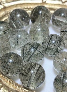 天然绿发晶单珠彩发晶绿色发晶水晶散珠DIY水晶多宝手链配珠