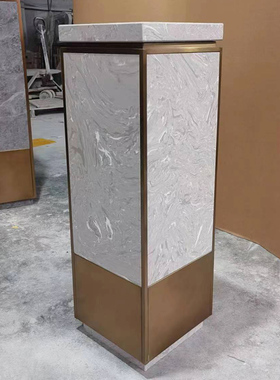 云多拉灰大理石雕塑台酒店售楼中心别墅石材墩子S摆件底座台展示