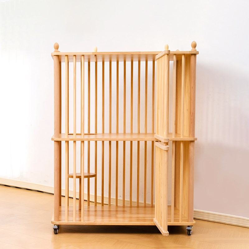 【升级】实木双层猫别墅笼子半封闭猫跳台猫窝中小型猫屋人猫互动