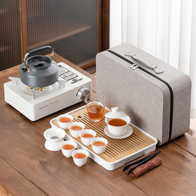便携式户外旅行茶具套装带烧水泡茶壶盖碗露营野外喝茶装备炉具