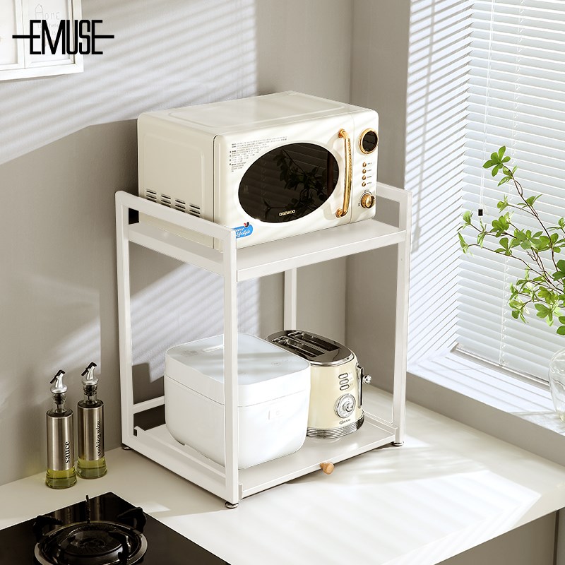 厨房家用电饭锅置物架桌面抽拉式一体收纳架空气炸锅烤箱置物架子