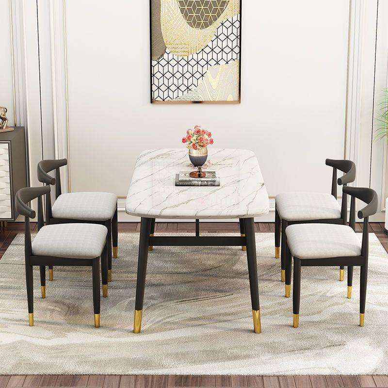 轻奢仿理石餐桌椅组合家用饭桌现代简约小户型餐厅长方形吃饭桌子