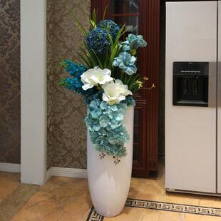 落地花瓶仿真花套装客厅电视柜商场酒店摆件假花绢花饰品现代花艺
