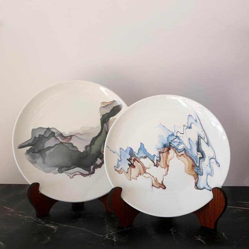 新中式彩绘陶瓷玄关摆件样板房间禅意客厅装饰电视柜酒柜盘子摆设,鲜花速递/花卉仿真/绿植园艺,割草机/草坪机,淘宝优惠券,粉丝福利购,淘宝优惠卷