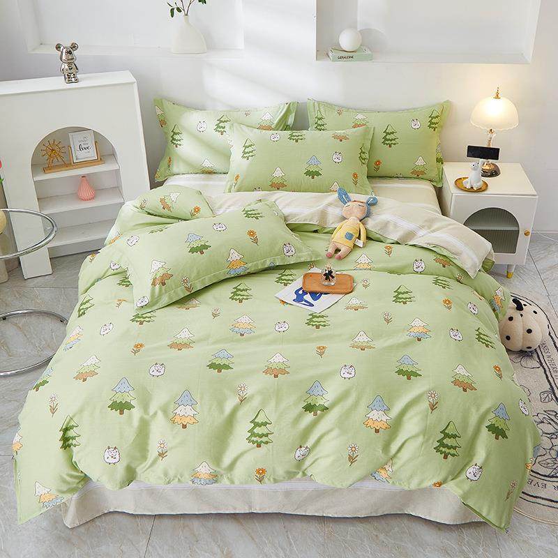 新款小清新全棉印花四件套 简约保暖学生宿舍家用四件套一件起批,鲜花速递/花卉仿真/绿植园艺,割草机/草坪机,淘宝优惠券,粉丝福利购,淘宝优惠卷