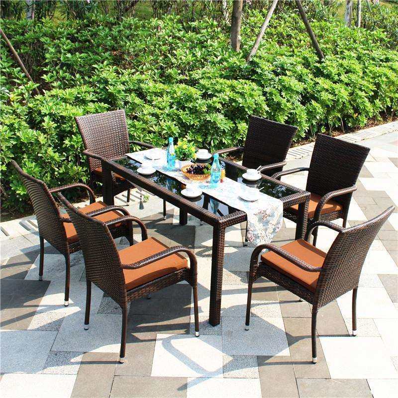 户外藤编桌椅庭院花园阳台组合咖啡厅露天休闲防水防晒室外餐桌椅