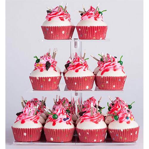 3层方形亚克力蛋糕架 环保蛋糕展示架 婚礼水果展示架 Cake stand
