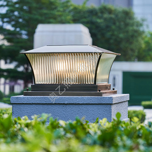 全铜太阳能柱头灯户n外防水庭院灯别墅大门灯门柱灯中式 围墙柱子
