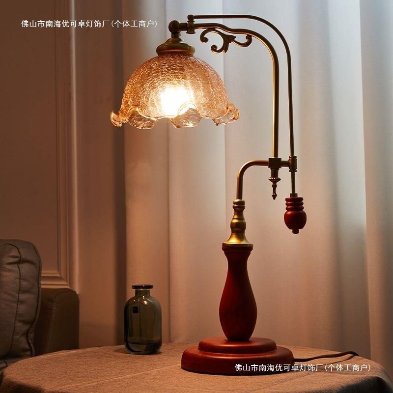 美式书桌阅读文艺玻璃书房卧室床头灯欧式民宿台灯复古怀旧