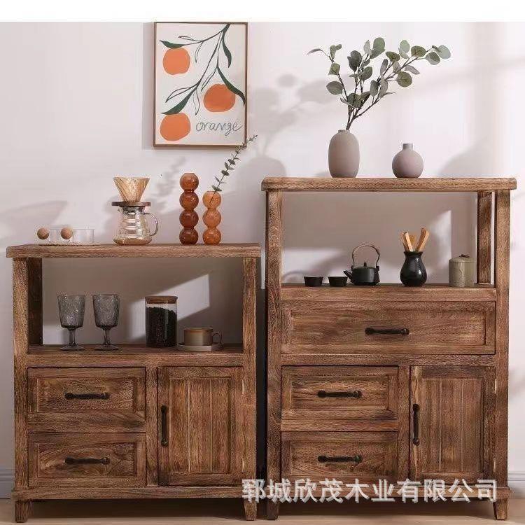 实木复古餐边柜现代简约老榆木靠墙这只乌龟客厅收纳柜茶水柜