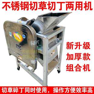 不锈钢切草切丁组合机家用小型220v瓜果切丁机鸡鸭打猪草机剁草机