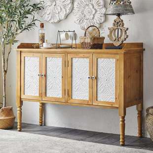 美式复古玄关柜田园四门柜餐边柜酒柜花装饰柜子民宿别墅入户柜