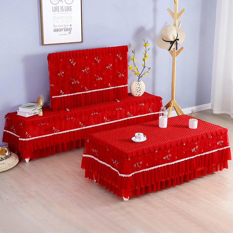 防尘罩曲面不55座挂蕾丝罩开机65寸盖取套面巾直式布艺液晶电视机