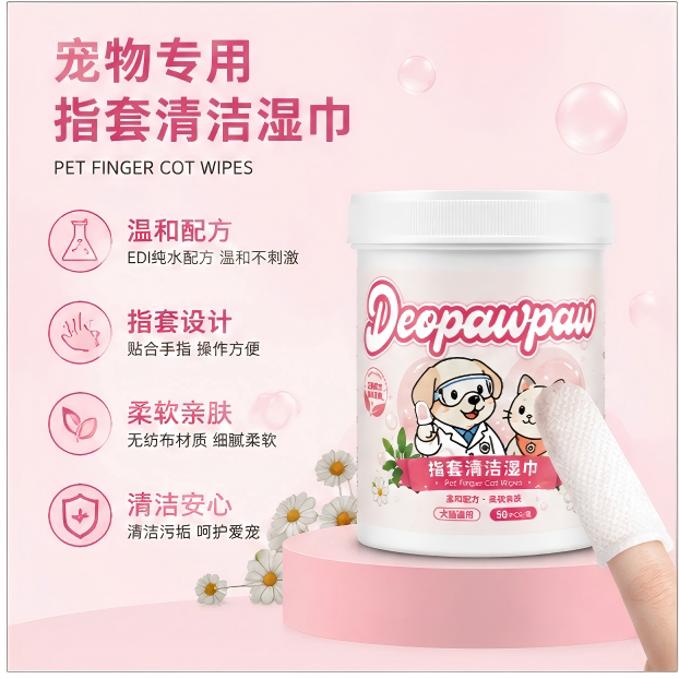 宠物指套湿巾猫咪狗狗耳朵清洁指套洁耳指套50片无香精
