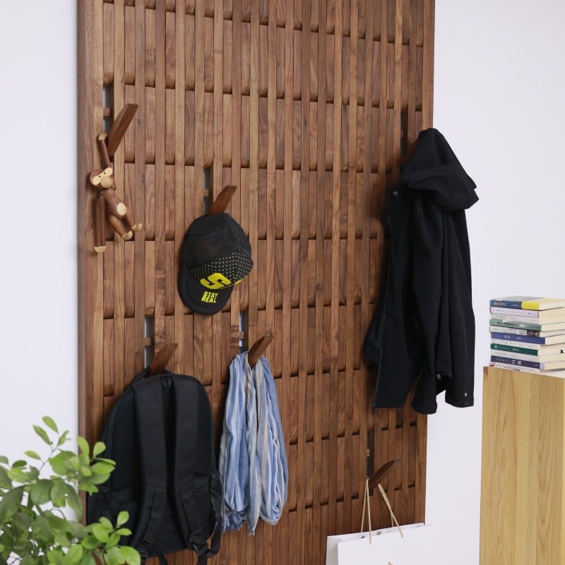 钢琴键衣帽架钢琴键挂衣板墙壁置物架电表箱遮挡黑胡桃木木条挂钩