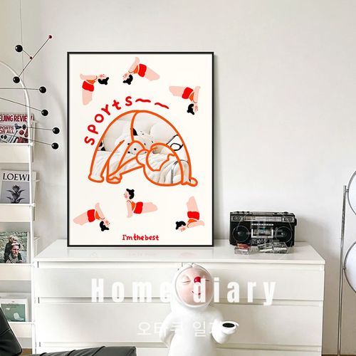 多巴胺镜子装饰画下腰女孩潮流卧室画床头挂画ins风客厅桌面摆画