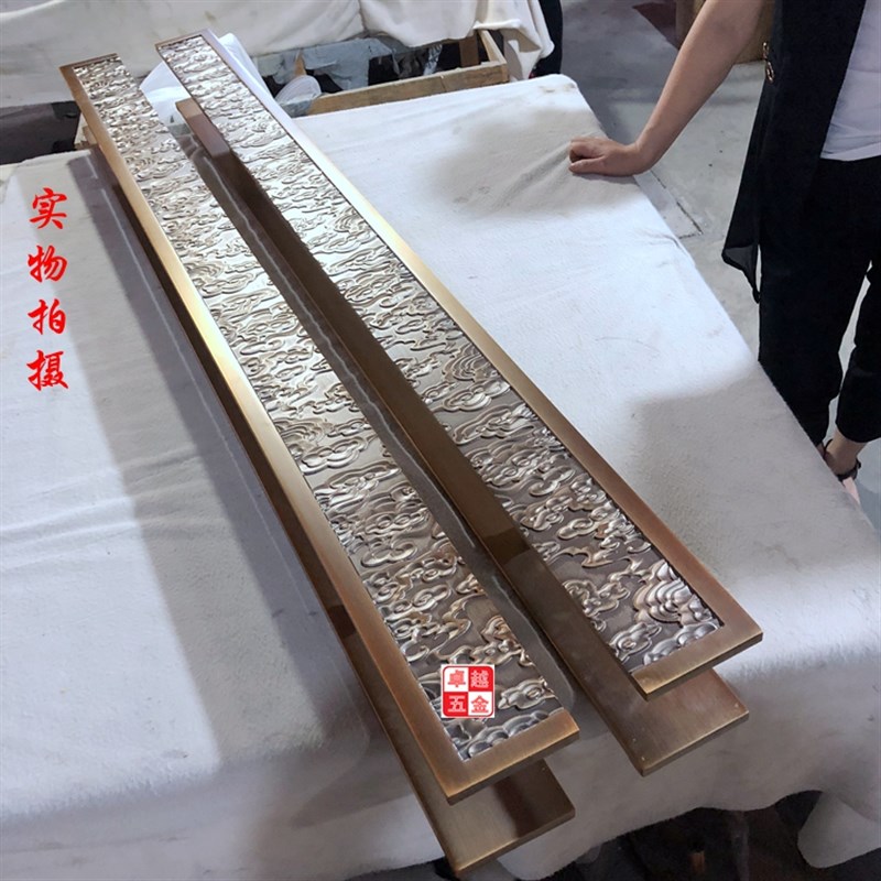 中式仿古祥云大门拉手有无框玻璃门拉手酒店门把手现代欧式长拉手