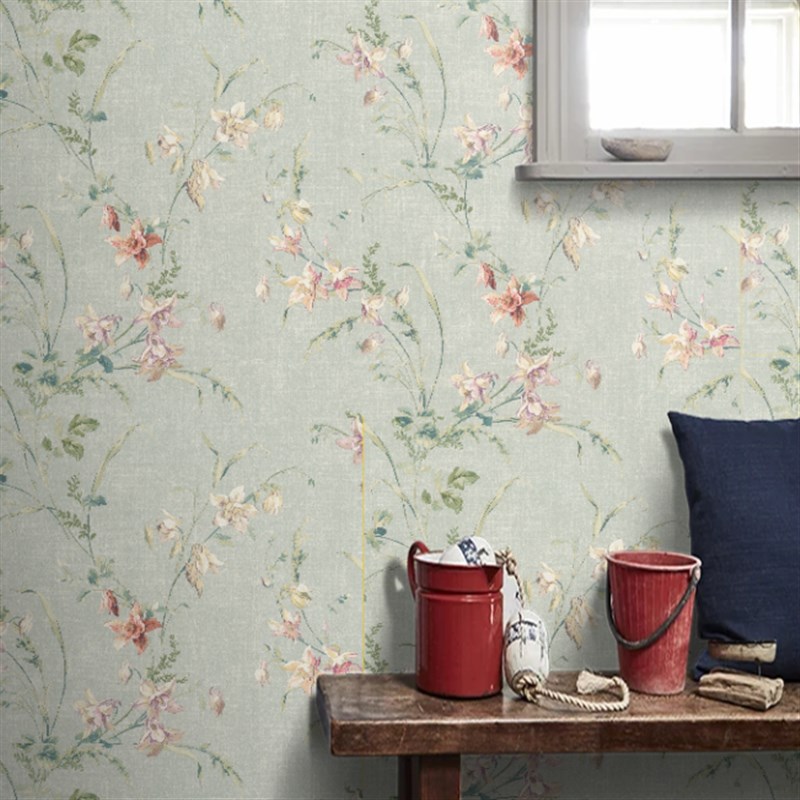 美式淡雅花纹 书房卧室满铺环保纯纸墙纸 空山新雨FS壁纸