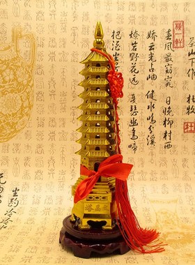 纯铜9层十三层文昌塔摆件加粗八角塔高60cm铜塔家居书房装饰摆设