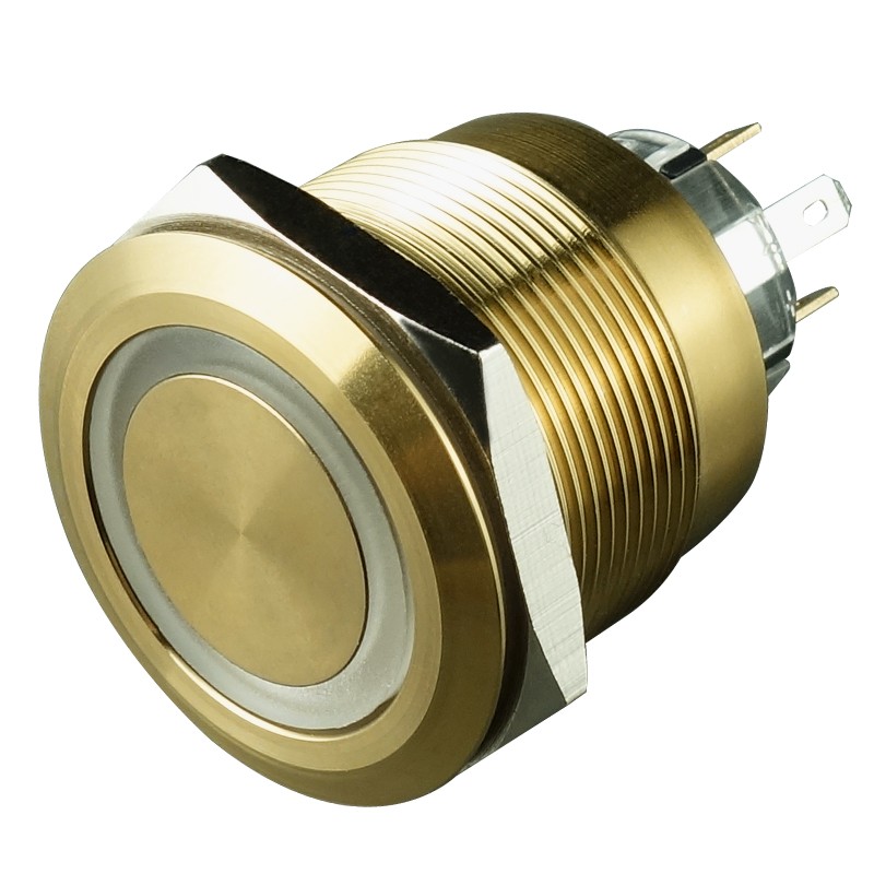 金属按钮开关 m25mm带灯 自复位单色双色3色自锁1开1闭金色开关