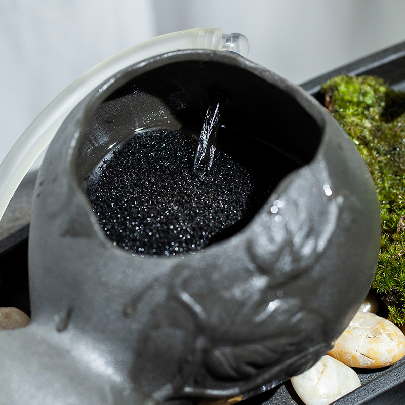 庭院室内古法鱼缸水缸养鱼造景水景陶瓷葫芦循环过滤流水器摆件