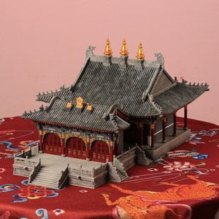 五爷庙五台山财神庙榫卯积木古建筑拼装模型中国卯榫玩具开业礼物