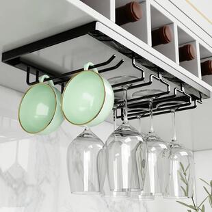 SUS304不锈钢酒杯架倒挂红酒架家用客厅高脚杯架橱柜马克杯架创意