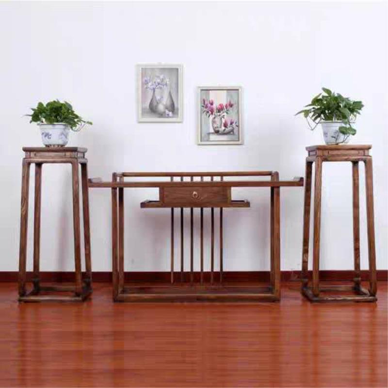 新中式玄关桌中式实木供桌条案轻奢入户门禅意老榆木玄关台玄关柜