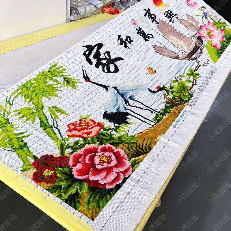 家和万事兴半绣十字绣成品不带框纯手工2025新款客厅一帆风顺高端