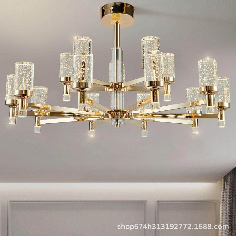 客厅吊灯后现代简约轻奢水晶气泡柱大气2022新款智能餐厅卧室灯具