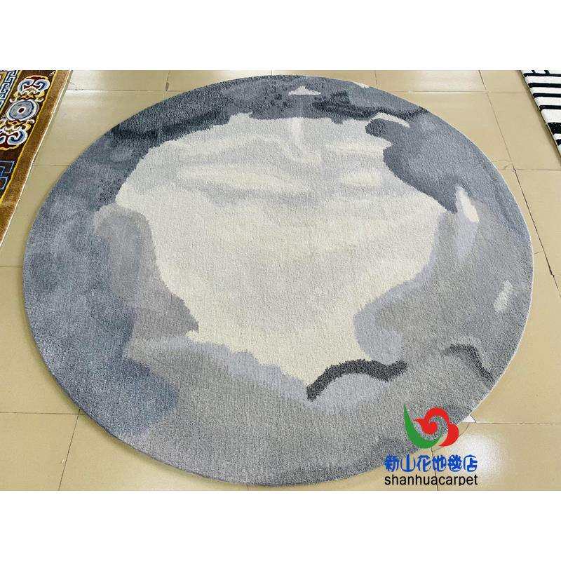 新中式抽象水墨画圆形客厅茶几沙发地毯餐厅书房卧室办公室接待室