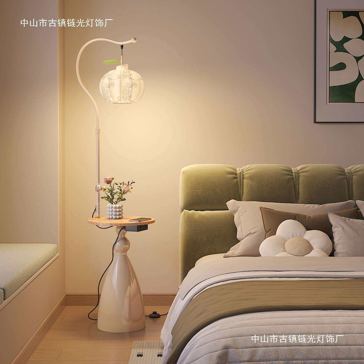 中古南洋风客厅落地灯新中式复古实木沙发旁置物装饰护眼氛围灯具